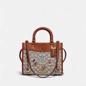 Disney X Coach Rogue 25 Signature Textile Jacquard With Mickey Mouse Embroidery